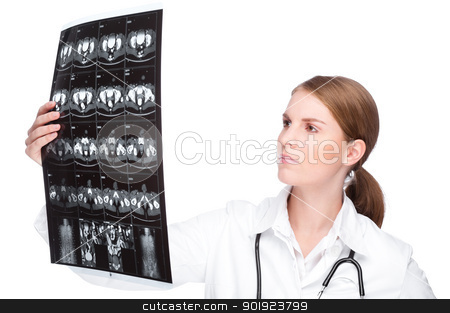To use this stock image in your creative project, please select the size you need over to the right and click the "Add to Cart" button.
Your downloaded image will come with the Cutcaster watermark removed so don’t worry about the watermark you see on this page. Doctor with x-ray stock photo, Full isolated portrait of a beautiful caucasian doctor with x-ray by Picturehunter