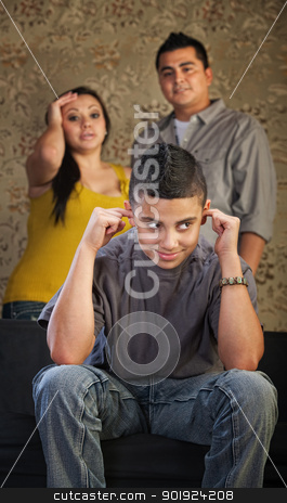 To use this stock image in your creative project, please select the size you need over to the right and click the "Add to Cart" button.
Your downloaded image will come with the Cutcaster watermark removed so don’t worry about the watermark you see on this page. Problem Child Plugging His Ears stock photo, Frustrated parents and child with ears plugged by Scott Griessel