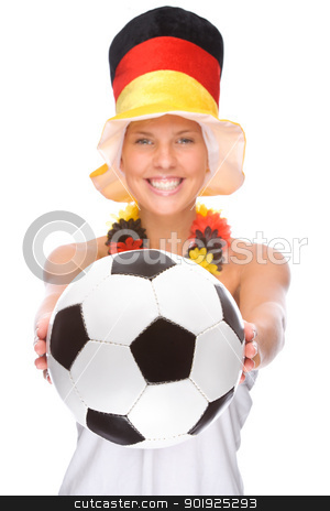 To use this stock image in your creative project, please select the size you need over to the right and click the "Add to Cart" button.
Your downloaded image will come with the Cutcaster watermark removed so don’t worry about the watermark you see on this page. German soccer fan stock photo, Full isolated portrait of a beautiful german soccer fan by Picturehunter