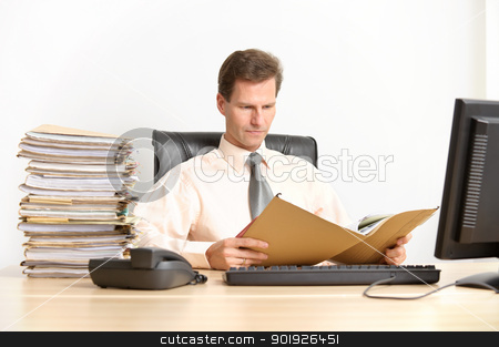 To use this stock image in your creative project, please select the size you need over to the right and click the "Add to Cart" button.
Your downloaded image will come with the Cutcaster watermark removed so don’t worry about the watermark you see on this page. Businessman stock photo, Middle aged and successful businessman in his office by Picturehunter