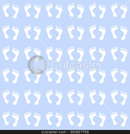Seamless Baby Feet on Pastel Blue Seamless Baby Feet on Pastel Blue stock photo, Baby footprints in white on blue by SongPixels