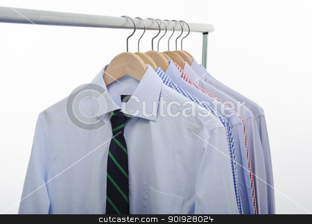 To use this stock image in your creative project, please select the size you need over to the right and click the "Add to Cart" button.
Your downloaded image will come with the Cutcaster watermark removed so don’t worry about the watermark you see on this page. tie shirts hanger stock photo, hanger with shirts and necktie isolated on white backgrund by tommaso79