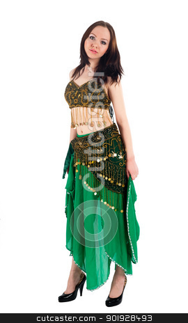 Belly dancer Belly dancer stock photo, Beautiful girl in belly dance costume on a white background by Aikon
