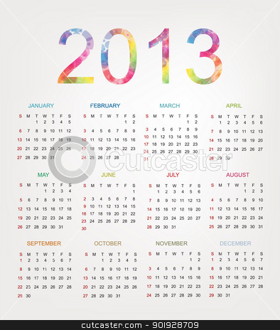 To use this stock image in your creative project, please select the size you need over to the right and click the "Add to Cart" button.
Your downloaded image will come with the Cutcaster watermark removed so don’t worry about the watermark you see on this page. Vector Calendar 2013 stock vector clipart, Vector Calendar 2013 by Erdem