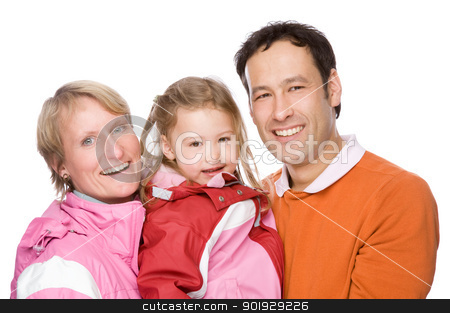 Young family Young family stock photo, Full isolated studio picture from a young couple with her daughter by Picturehunter