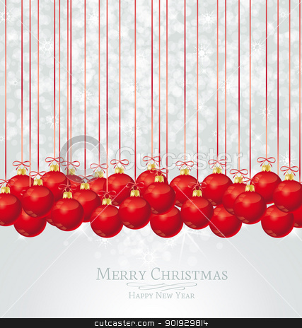 Christmas balls Christmas balls stock vector clipart, Christmas decoration red balls with place for text by Miroslava Hlavacova