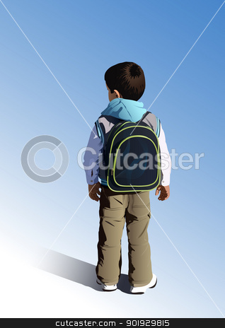 To use this stock image in your creative project, please select the size you need over to the right and click the "Add to Cart" button.
Your downloaded image will come with the Cutcaster watermark removed so don’t worry about the watermark you see on this page. Little student stock vector clipart, Little student is going to kindergarten by Seyyah