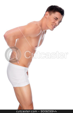 To use this stock image in your creative project, please select the size you need over to the right and click the "Add to Cart" button.
Your downloaded image will come with the Cutcaster watermark removed so don’t worry about the watermark you see on this page. Backache stock photo, Full isolated studio picture from a young naked man with backache by Picturehunter