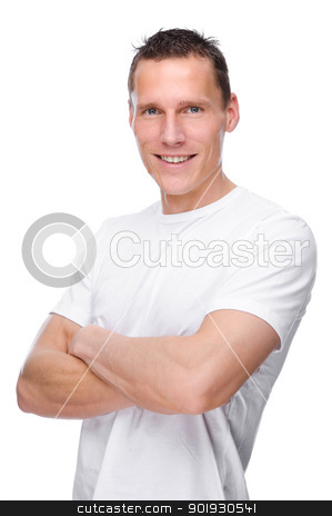 To use this stock image in your creative project, please select the size you need over to the right and click the "Add to Cart" button.
Your downloaded image will come with the Cutcaster watermark removed so don’t worry about the watermark you see on this page. Young man stock photo, Full isolated portrait of a young man by Picturehunter