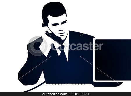 To use this stock image in your creative project, please select the size you need over to the right and click the "Add to Cart" button.
Your downloaded image will come with the Cutcaster watermark removed so don’t worry about the watermark you see on this page. Businessman and phone call stock vector clipart, Businessman and phone call by Seyyah
