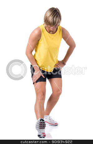 Sport time Sport time stock photo, Full isolated picture of a caucasian woman stretching the leg by Picturehunter