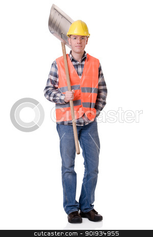 To use this stock image in your creative project, please select the size you need over to the right and click the "Add to Cart" button.
Your downloaded image will come with the Cutcaster watermark removed so don’t worry about the watermark you see on this page. Construction worker with a shovel stock photo, Full isolated studio picture from a young construction worker by Picturehunter