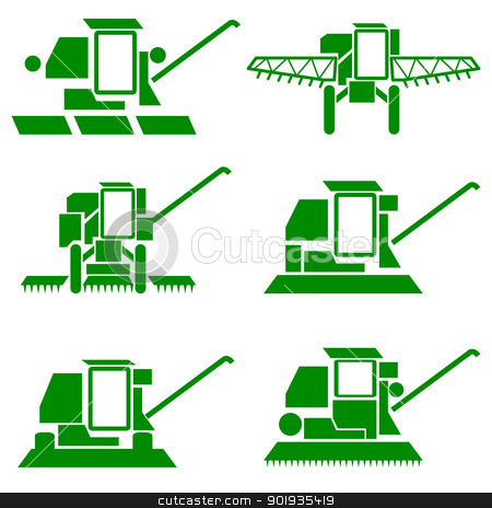 harvesting combine harvesting combine stock photo, vector agricultural vehicles harvesting combine silhouettes set by aarrows