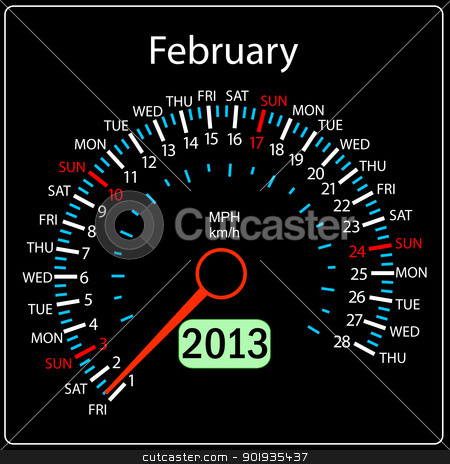 2013 year calendar speedometer car in vector. February. 2013 year calendar speedometer car in vector. February. stock photo, 2013 year calendar speedometer car in vector. February. by aarrows