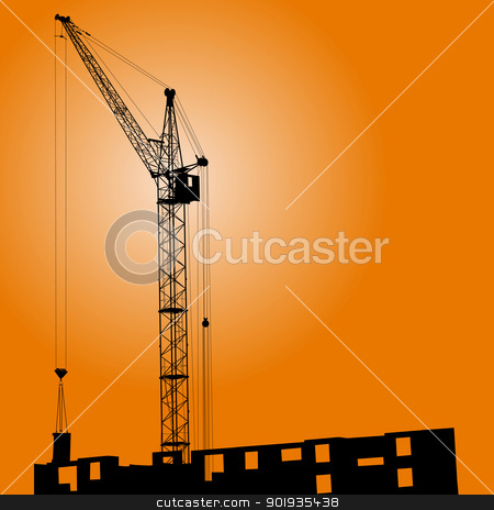 Silhouette of crane on a sunset on a building Silhouette of crane on a sunset on a building stock photo, Silhouette of crane on a sunset on a building by aarrows