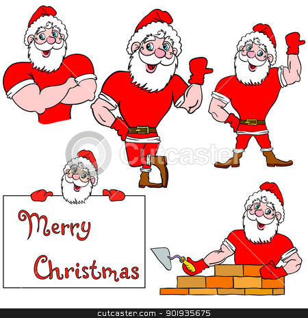 To use this stock image in your creative project, please select the size you need over to the right and click the "Add to Cart" button.
Your downloaded image will come with the Cutcaster watermark removed so don’t worry about the watermark you see on this page. A set of pictures muscular Santa Claus stock photo, A set of pictures muscular Santa Claus by aarrows