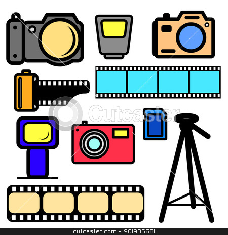 To use this stock image in your creative project, please select the size you need over to the right and click the "Add to Cart" button.
Your downloaded image will come with the Cutcaster watermark removed so don’t worry about the watermark you see on this page. vector set of cameras and accessories. stock photo, vector set of cameras and accessories. by aarrows