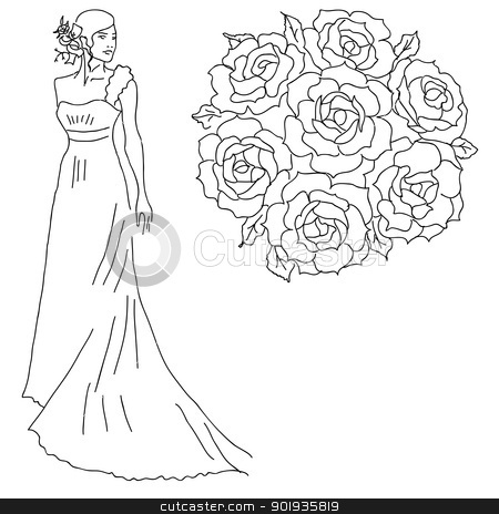 To use this stock image in your creative project, please select the size you need over to the right and click the "Add to Cart" button.
Your downloaded image will come with the Cutcaster watermark removed so don’t worry about the watermark you see on this page. Silhouette of a bride with a bouquet of flowers. stock photo, Silhouette of a bride with a bouquet of flowers. by aarrows
