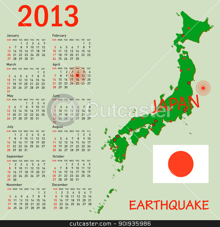Calendar Japan map with danger on an atomic power station for 20 Calendar Japan map with danger on an atomic power station for 20 stock photo, Calendar Japan map with danger on an atomic power station for 2013. Week starts on Sunday. by aarrows