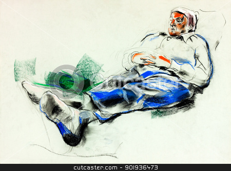 To use this stock image in your creative project, please select the size you need over to the right and click the "Add to Cart" button.
Your downloaded image will come with the Cutcaster watermark removed so don’t worry about the watermark you see on this page. Man lieing on sofa stock photo, Old,grunge original pastel or drawing charcoal, hand drawn, working sketch of a man lieing down on sofa.Free composition by borojoint