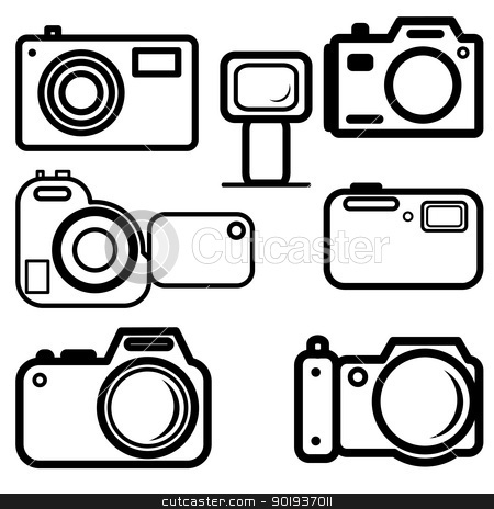 To use this stock image in your creative project, please select the size you need over to the right and click the "Add to Cart" button.
Your downloaded image will come with the Cutcaster watermark removed so don’t worry about the watermark you see on this page. A set of digital cameras stock vector clipart, A set of digital cameras by aarrows