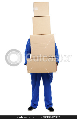To use this stock image in your creative project, please select the size you need over to the right and click the "Add to Cart" button.
Your downloaded image will come with the Cutcaster watermark removed so don’t worry about the watermark you see on this page. Guy overloaded with pile of cartons stock photo, Guy overloaded with pile of cartons isolated against white background by Ishay Botbol