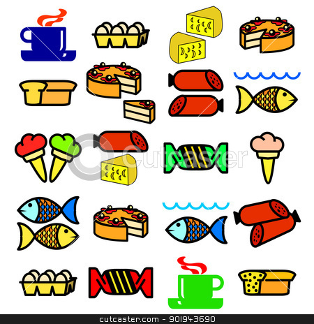 To use this stock image in your creative project, please select the size you need over to the right and click the "Add to Cart" button.
Your downloaded image will come with the Cutcaster watermark removed so don’t worry about the watermark you see on this page. Vector set of food. stock vector clipart, Vector set of food. by aarrows