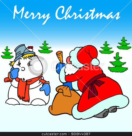 To use this stock image in your creative project, please select the size you need over to the right and click the "Add to Cart" button.
Your downloaded image will come with the Cutcaster watermark removed so don’t worry about the watermark you see on this page. Santa Claus and Snowman stock vector clipart, Santa Claus makes a carrot nose snowman by aarrows