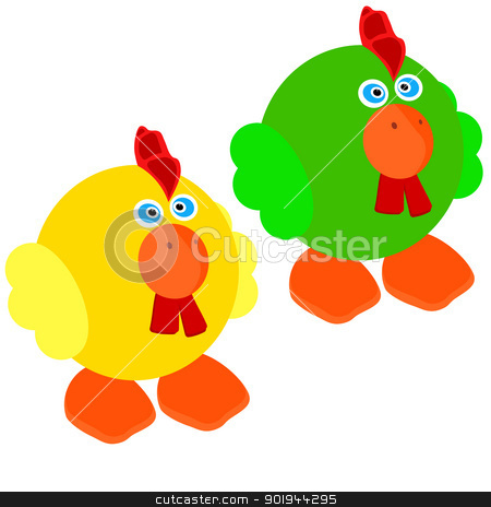 Two cute little rooster Two cute little rooster stock vector clipart, Two cute little rooster on a white background by aarrows