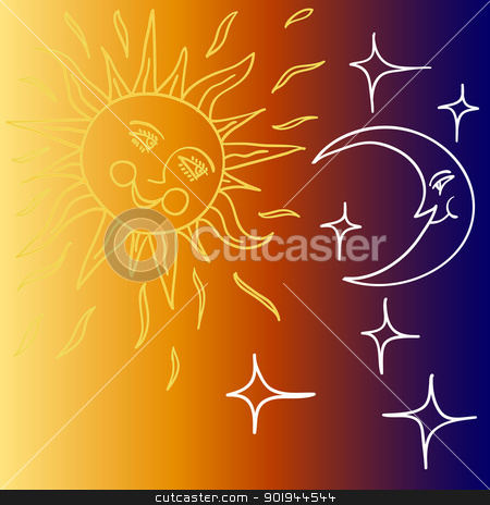 To use this stock image in your creative project, please select the size you need over to the right and click the "Add to Cart" button.
Your downloaded image will come with the Cutcaster watermark removed so don’t worry about the watermark you see on this page. Vector illustration of Moon and Sun with faces stock vector clipart, Vector illustration of Moon and Sun with faces by aarrows