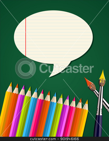 To use this stock image in your creative project, please select the size you need over to the right and click the "Add to Cart" button.
Your downloaded image will come with the Cutcaster watermark removed so don’t worry about the watermark you see on this page. Back to school supplies set with talk bubble stock vector clipart, Colorful pencils and paint brushes back to school background. Vector illustration layered for easy manipulation and custom coloring. by Cienpies Design