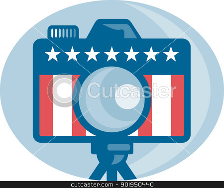 American DSLR Camera Stars and Stripes Flag American DSLR Camera Stars and Stripes Flag stock vector clipart, Illustration of a dslr camera with american stars and stripes flag set inside circle done in retro style. by patrimonio