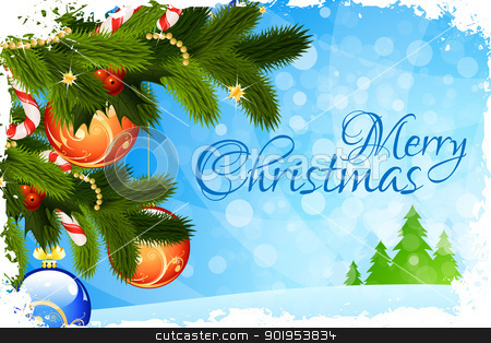 Merry Christmas Greeting Card Merry Christmas Greeting Card stock vector clipart, Grungy Christmas Greeting Card with Christmas Tree by Vadym Nechyporenko