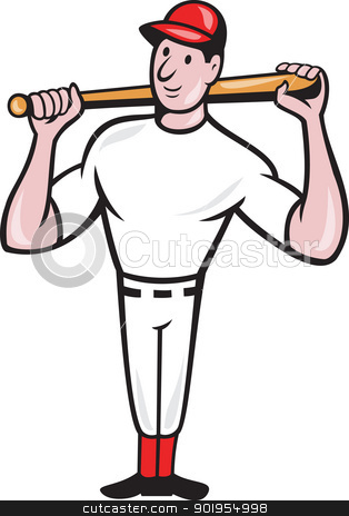 To use this stock image in your creative project, please select the size you need over to the right and click the "Add to Cart" button.
Your downloaded image will come with the Cutcaster watermark removed so don’t worry about the watermark you see on this page. American Baseball Player Batting Cartoon stock vector clipart, Illustration of a american baseball player batting bat on shoulder cartoon style isolated on white background. by patrimonio