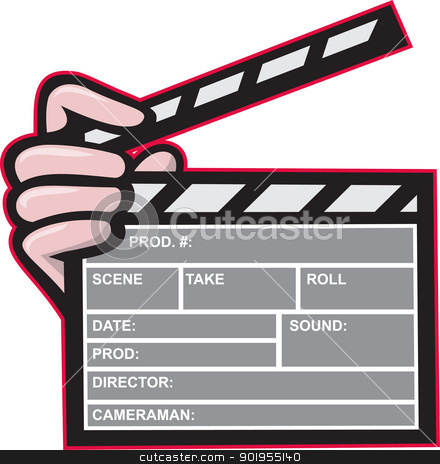 To use this stock image in your creative project, please select the size you need over to the right and click the "Add to Cart" button.
Your downloaded image will come with the Cutcaster watermark removed so don’t worry about the watermark you see on this page. Clapboard Clapperboard Clapper Front stock vector clipart, Illustration of a clapboard clapper clapperboard front view with hand holding on isolated white background. by patrimonio