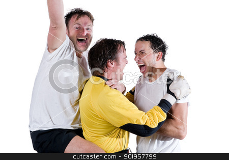 Sport and success Sport and success stock photo, Happy soccer team. Full isolated studio picture by Picturehunter
