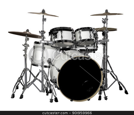 Drum kit Drum kit stock photo, white drum kit in white back by prill