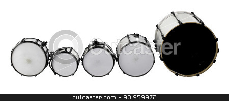 Drum set Drum set stock photo, set of white drums in white back by prill