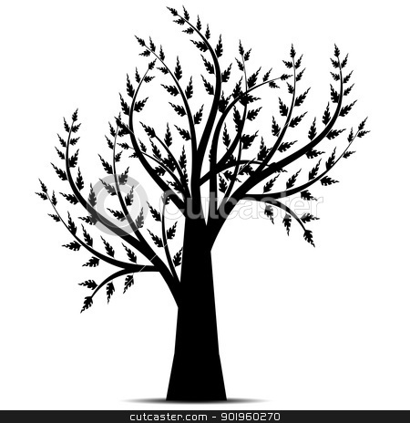 Art Tree Silhouette Art Tree Silhouette stock vector clipart, Art tree silhouette isolated on white background by Ingvar Bjork