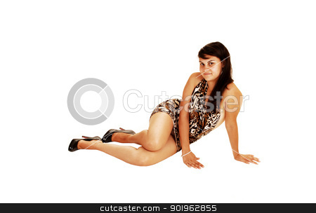 To use this stock image in your creative project, please select the size you need over to the right and click the "Add to Cart" button.
Your downloaded image will come with the Cutcaster watermark removed so don’t worry about the watermark you see on this page. Girl sitting on floor. stock photo, A beautiful young woman in a short dress sitting on the floor in the studio,
smiling and showing her nice legs, on white background.
by Horst Petzold
