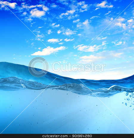 To use this stock image in your creative project, please select the size you need over to the right and click the "Add to Cart" button.
Your downloaded image will come with the Cutcaster watermark removed so don’t worry about the watermark you see on this page. sundown seascape stock photo, design template with underwater part and sunset skylight splitted by waterline by Sergey Nivens