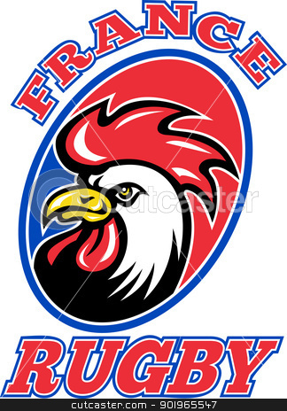 French Rooster cockerel cock head inside a rugby ball French Rooster cockerel cock head inside a rugby ball stock photo, illustration of a French Rooster cockerel cock head inside a rugby ball isolated on white with words France Rugby by patrimonio