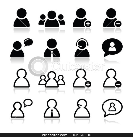 To use this stock image in your creative project, please select the size you need over to the right and click the "Add to Cart" button.
Your downloaded image will come with the Cutcaster watermark removed so don’t worry about the watermark you see on this page. User black icons set - businessman, customer service, staff avatars stock vector clipart, Users icons with shadow - modern style by Agnieszka Bernacka