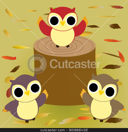 Autumn Owls 2 Autumn Owls 2 stock vector clipart, vector illustration of owls at Autumn by William Robson