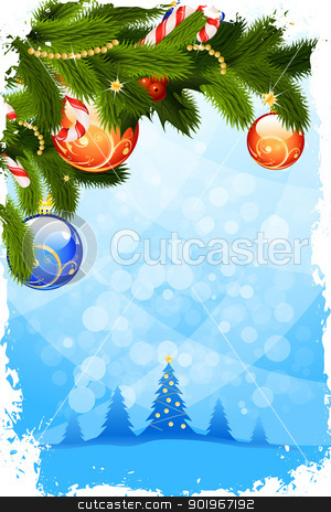 To use this stock image in your creative project, please select the size you need over to the right and click the "Add to Cart" button.
Your downloaded image will come with the Cutcaster watermark removed so don’t worry about the watermark you see on this page. Christmas Card Template stock vector clipart, Grungy Christmas Card with Fir Tree and Decoration by Vadym Nechyporenko