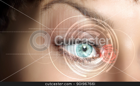To use this stock image in your creative project, please select the size you need over to the right and click the "Add to Cart" button.
Your downloaded image will come with the Cutcaster watermark removed so don’t worry about the watermark you see on this page. Digital eye stock photo, Eye viewing digital information represented by circles and signs by Sergey Nivens
