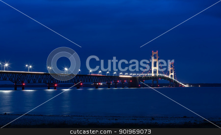 To use this stock image in your creative project, please select the size you need over to the right and click the "Add to Cart" button.
Your downloaded image will come with the Cutcaster watermark removed so don’t worry about the watermark you see on this page. Mackinac Bridge at Night stock photo, The Mackinac Bridge is located on Interstate 75 in northern Michigan at the Straits of Mackinac. The bridge connects Michigan's upper and lower peninsulas.
by Delmas Lehman