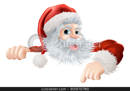 To use this stock image in your creative project, please select the size you need over to the right and click the "Add to Cart" button.
Your downloaded image will come with the Cutcaster watermark removed so don’t worry about the watermark you see on this page. Christmas Santa pointing down at sign stock vector clipart, Cartoon illustration of Santa Claus pointing down at Christmas message or sign by Christos Georghiou