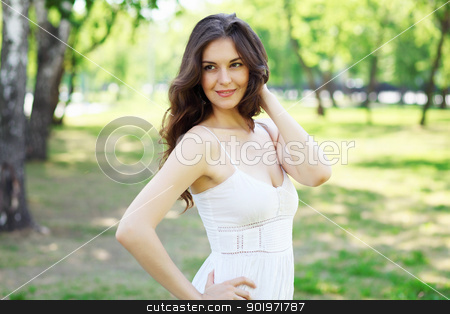 Young woman outdoor Young woman outdoor stock photo, Beautiful young woman in the park. Outdoor portrait by Sergey Nivens