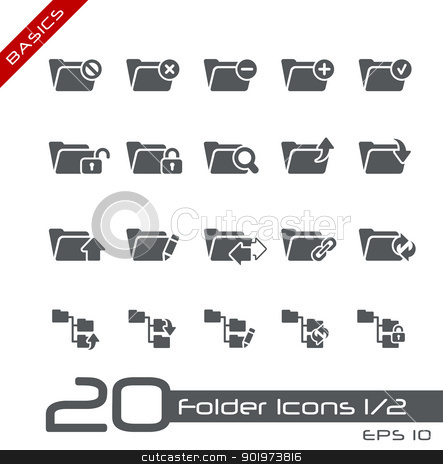 To use this stock image in your creative project, please select the size you need over to the right and click the "Add to Cart" button.
Your downloaded image will come with the Cutcaster watermark removed so don’t worry about the watermark you see on this page. Folder Icons - Set 1 of 2 // Basics stock vector clipart, Vector icons for your web or printing projects. by Diego Alies